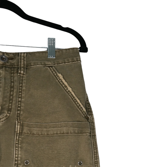 Free People Mini Skirt Womens 26 28 Heavy Denim 100% Cotton Fray Distressed Boho - Picture 3 of 10